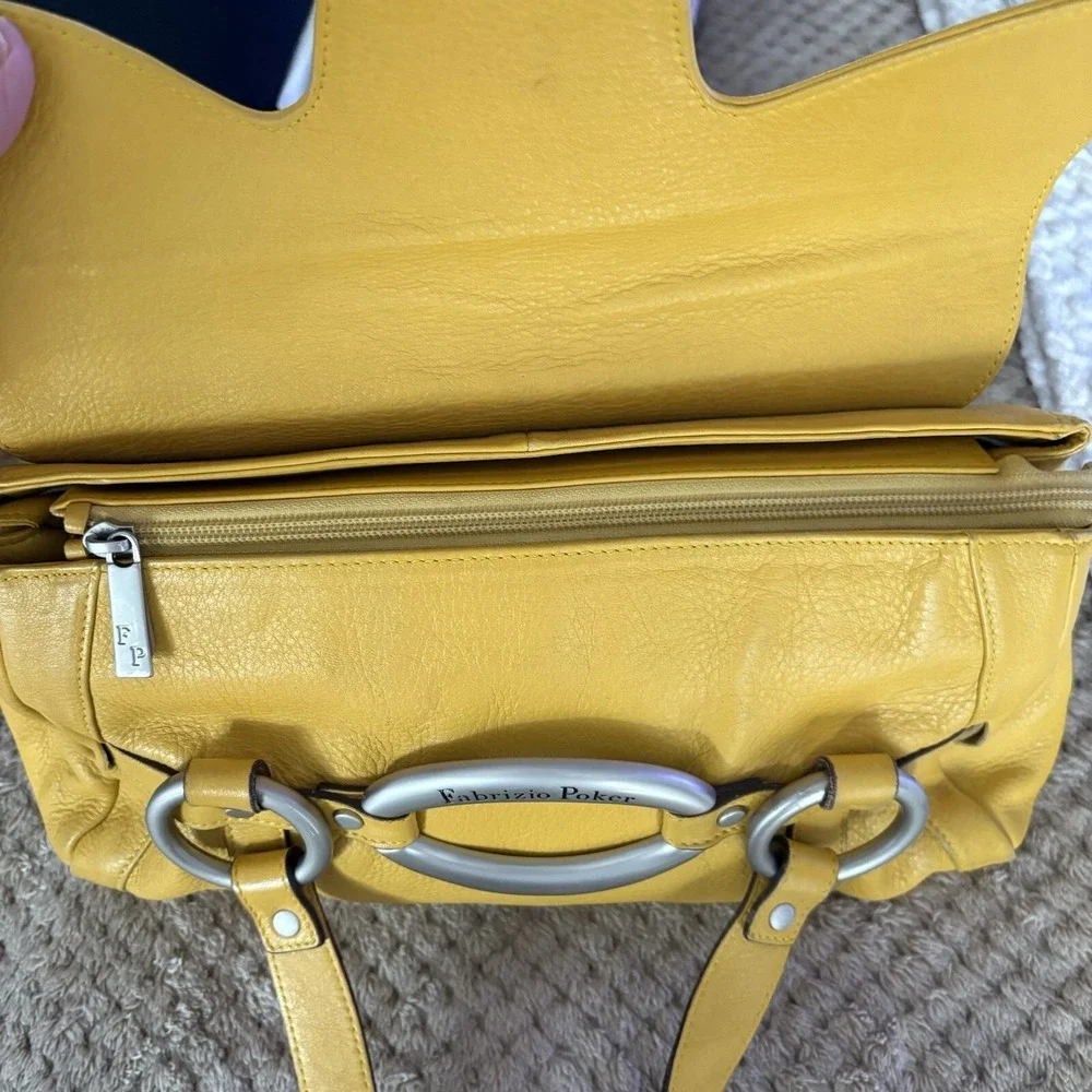 Fabrizio Poker Yellow Y2K Soft Leather Purse Shoulder Bag Made In Italy
